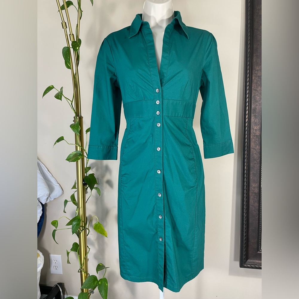 Express design studio Green Button-Front Midi Shi… - image 1